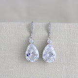 Bridal jewelry set with Cubic zirconia stones, Bridesmaid necklace and earrings - PEYTON - Treasures by Agnes