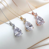 Bridal jewelry set with Cubic zirconia stones, Bridesmaid necklace and earrings - PEYTON - Treasures by Agnes