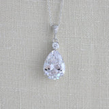 Bridal jewelry set with Cubic zirconia stones, Bridesmaid necklace and earrings - PEYTON - Treasures by Agnes