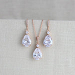 Bridal jewelry set with Cubic zirconia stones, Bridesmaid necklace and earrings - PEYTON - Treasures by Agnes
