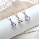 Bridal jewelry set with Cubic zirconia stones, Bridesmaid necklace and earrings - PEYTON - Treasures by Agnes
