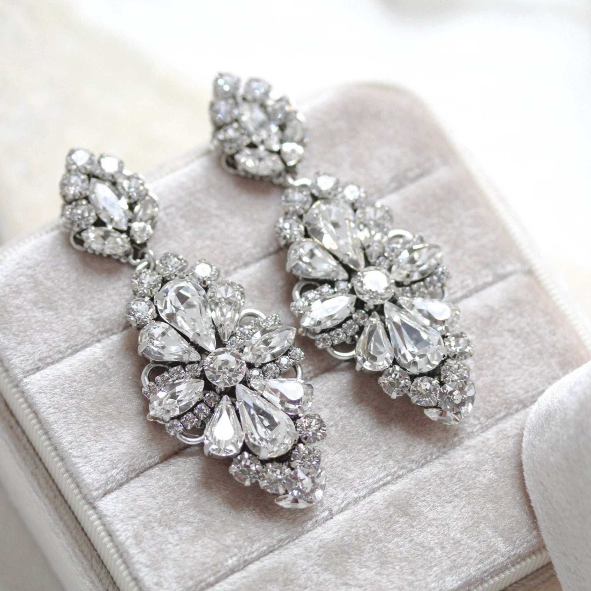 Statement chandelier earrings for bride - HANNAH– Treasures by Agnes