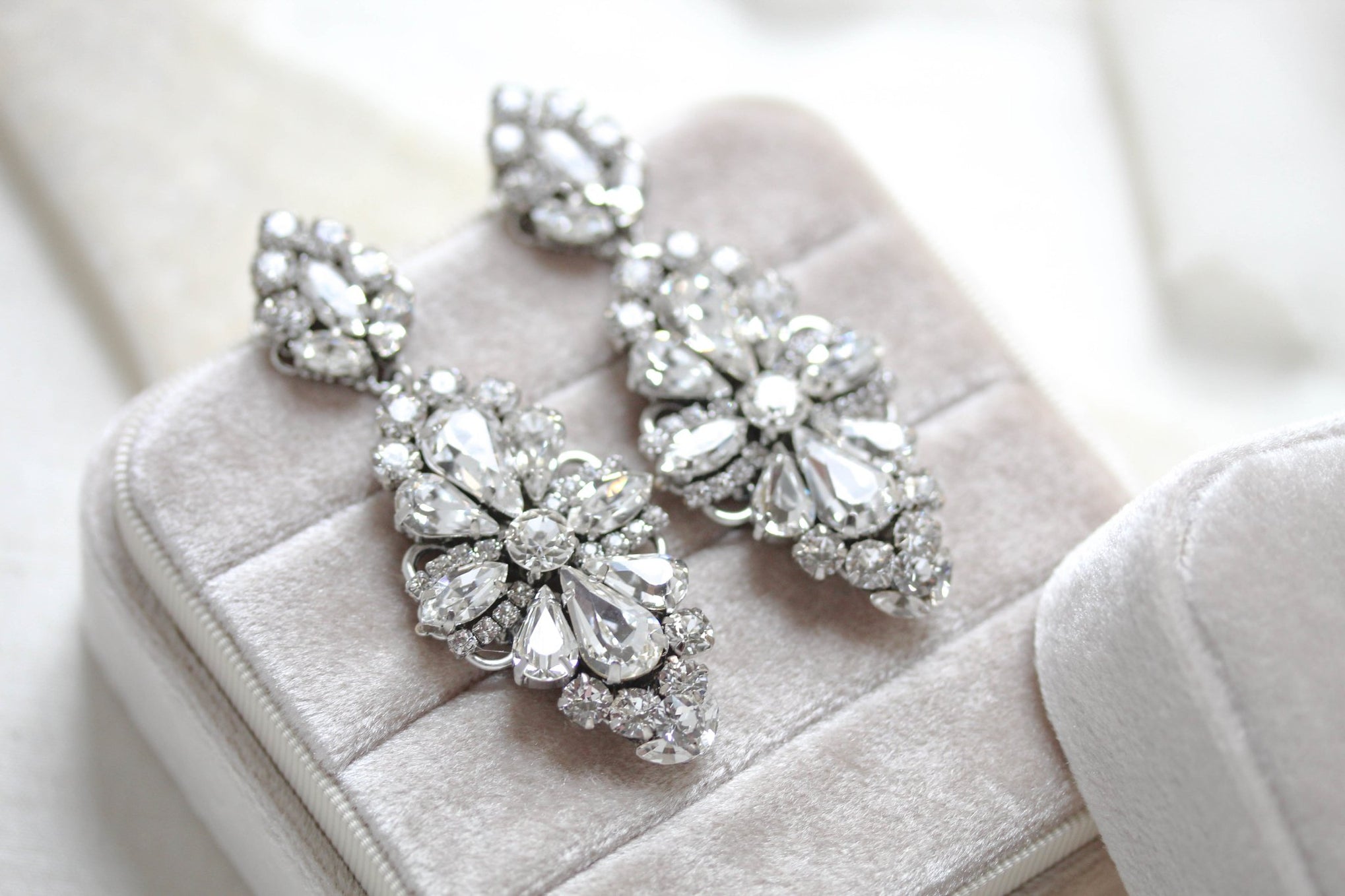 Statement chandelier earrings for bride - HANNAH– Treasures by Agnes