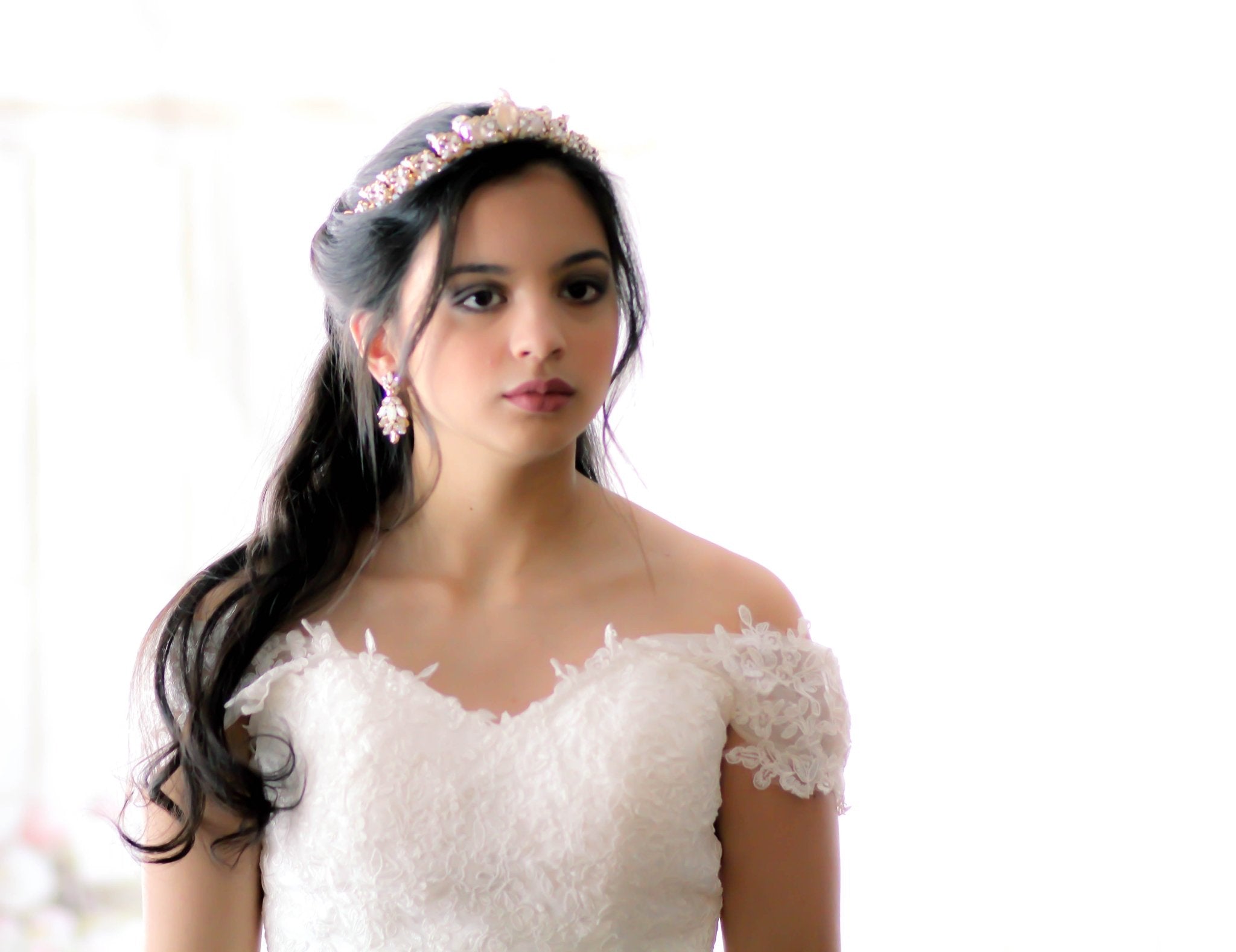 Bridal tiara with crystals and pearls - ADRIANA - Treasures by Agnes