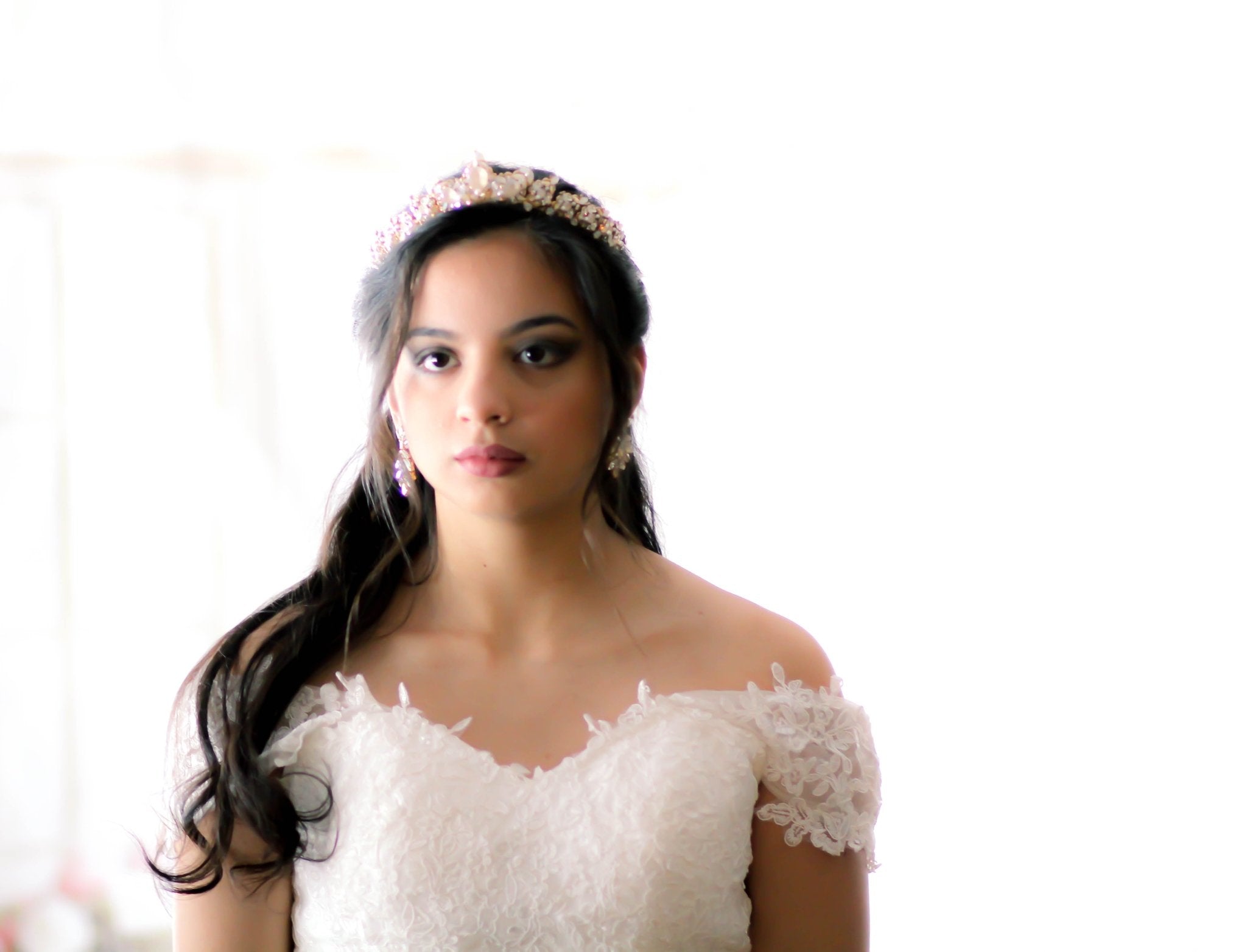 Bridal tiara with crystals and pearls - ADRIANA - Treasures by Agnes