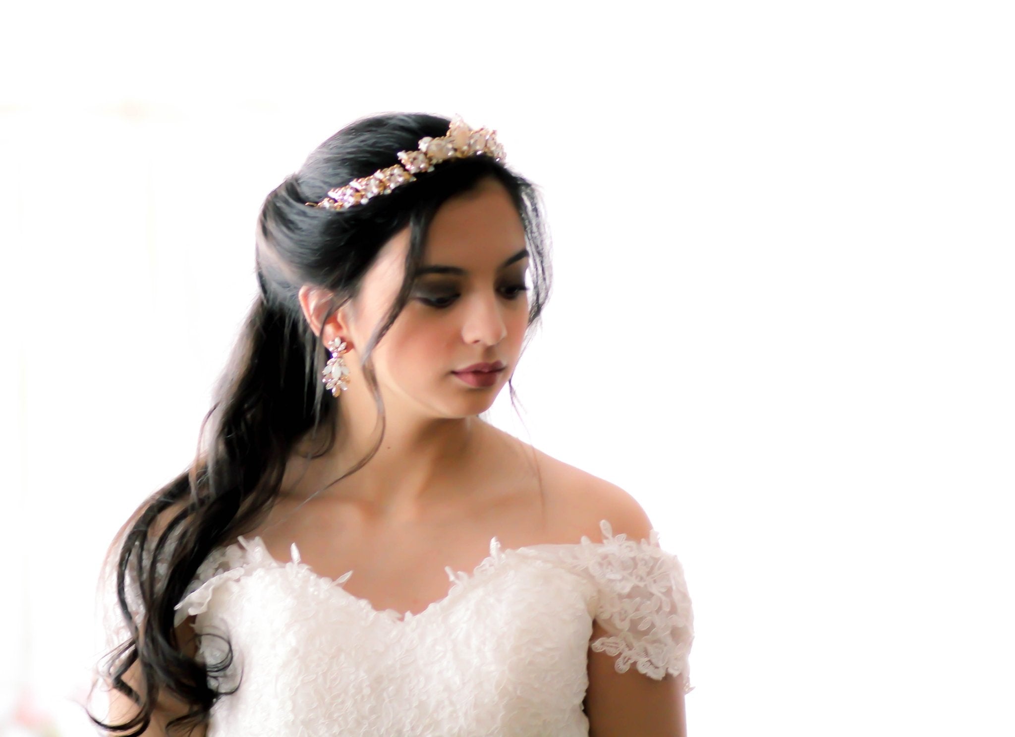 Bridal tiara with crystals and pearls - ADRIANA - Treasures by Agnes