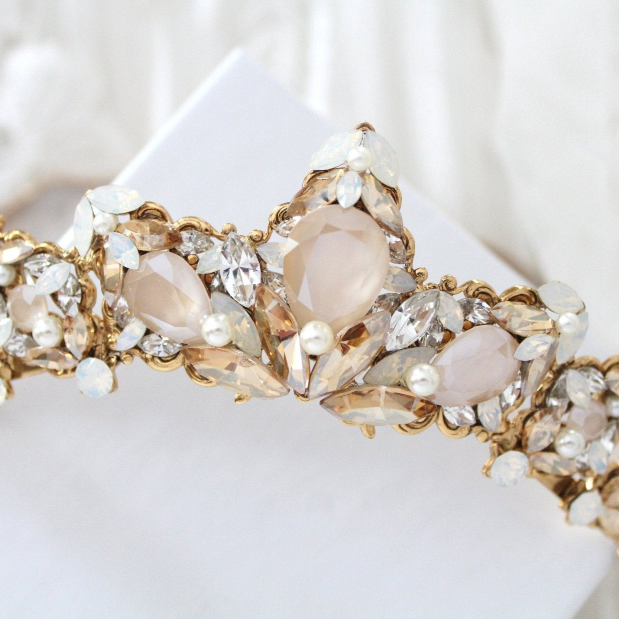 Bridal tiara with crystals and pearls - ADRIANA - Treasures by Agnes