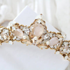Bridal tiara with crystals and pearls - ADRIANA - Treasures by Agnes