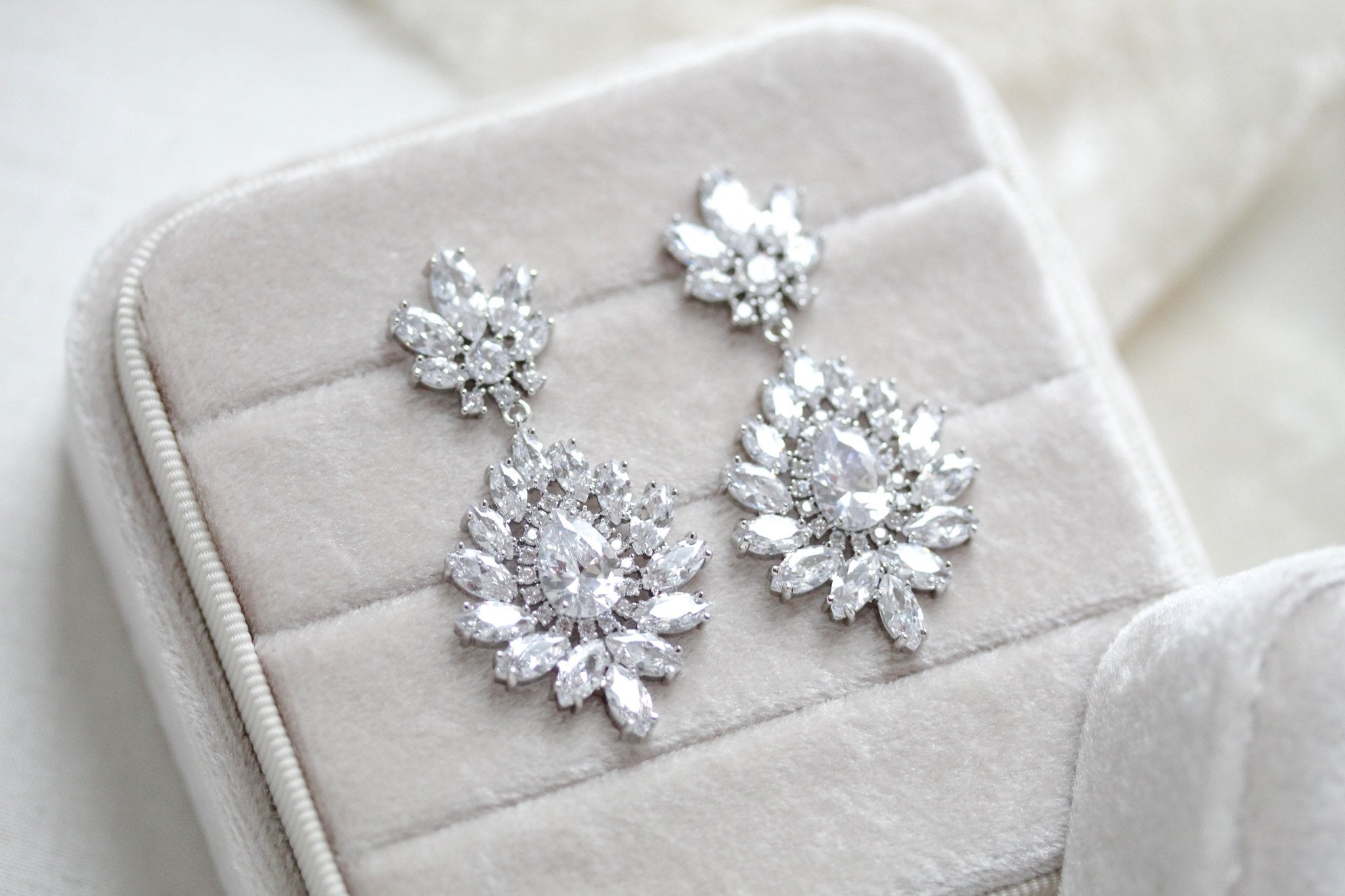 Chandelier style crystal drop CZ statement earring - DAISY - Treasures by Agnes