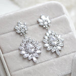 Chandelier style crystal drop CZ statement earring - DAISY - Treasures by Agnes