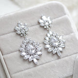 Chandelier style crystal drop CZ statement earring - DAISY - Treasures by Agnes