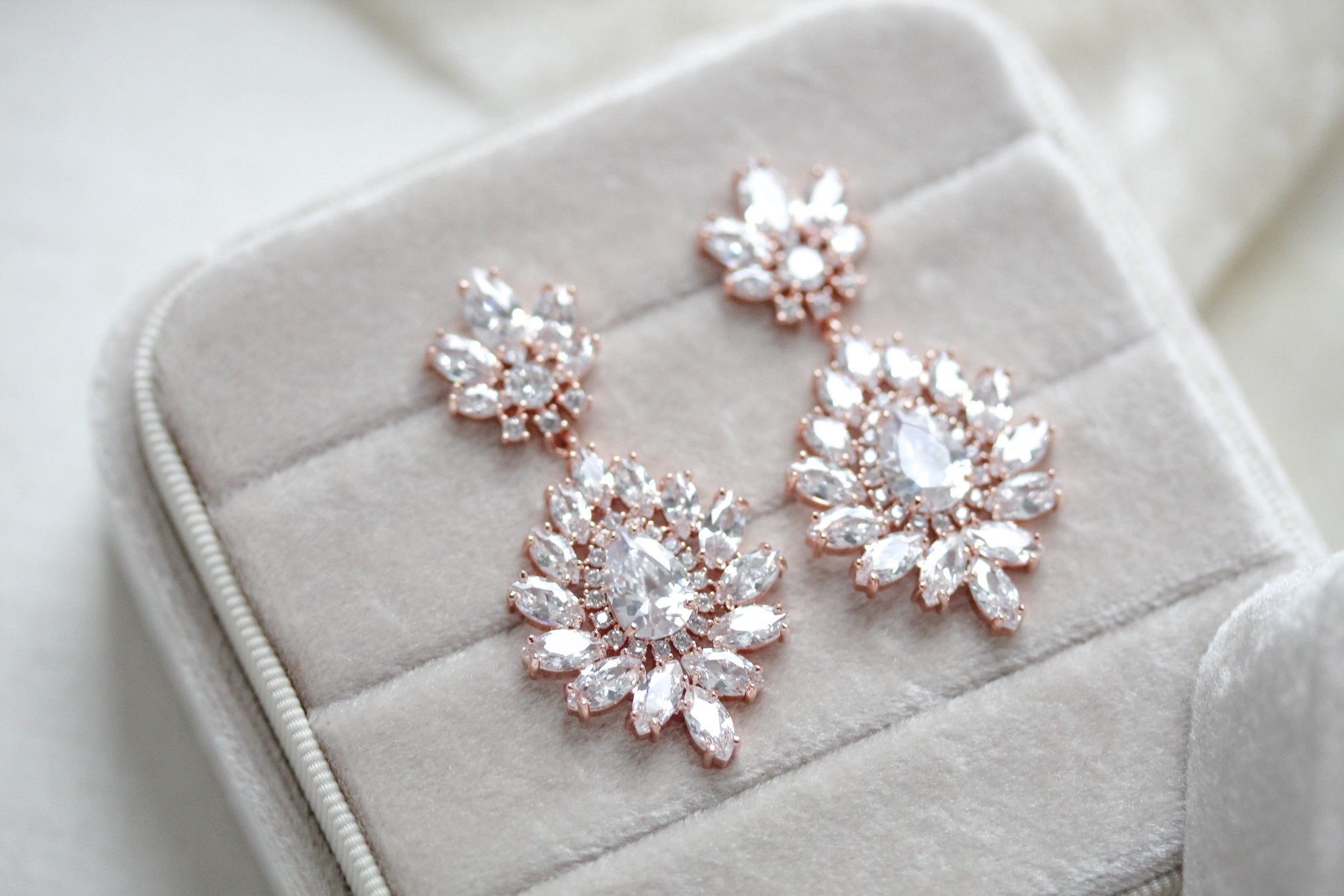 Chandelier style crystal drop CZ statement earring - DAISY - Treasures by Agnes