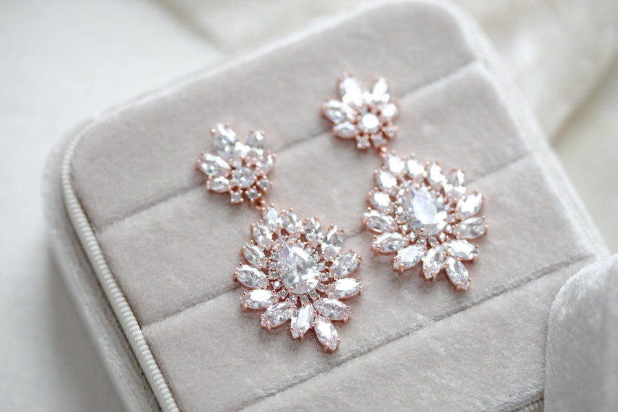 Chandelier style crystal drop CZ statement earring - DAISY - Treasures by Agnes