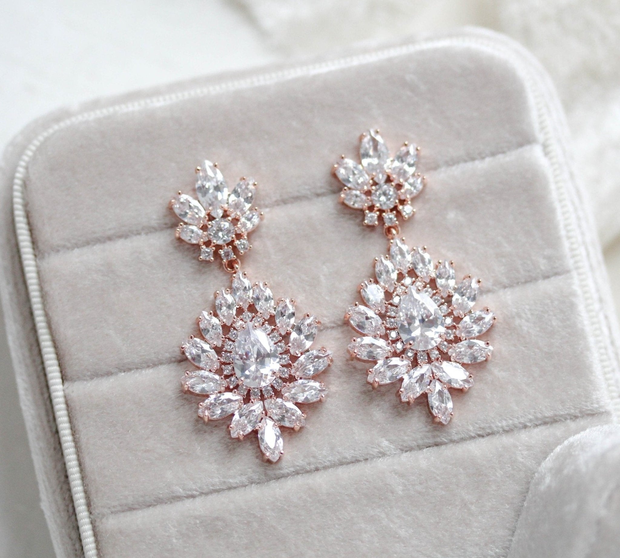 Chandelier style crystal drop CZ statement earring - DAISY - Treasures by Agnes