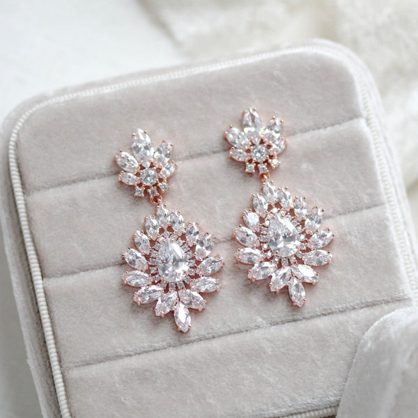 Chandelier style crystal drop CZ statement earring - DAISY - Treasures by Agnes