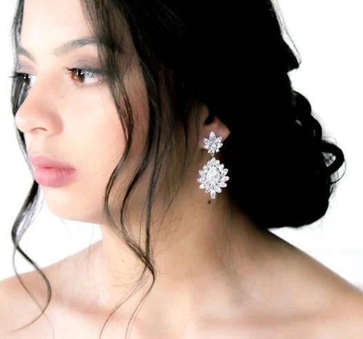 Chandelier style crystal drop CZ statement earring - DAISY - Treasures by Agnes