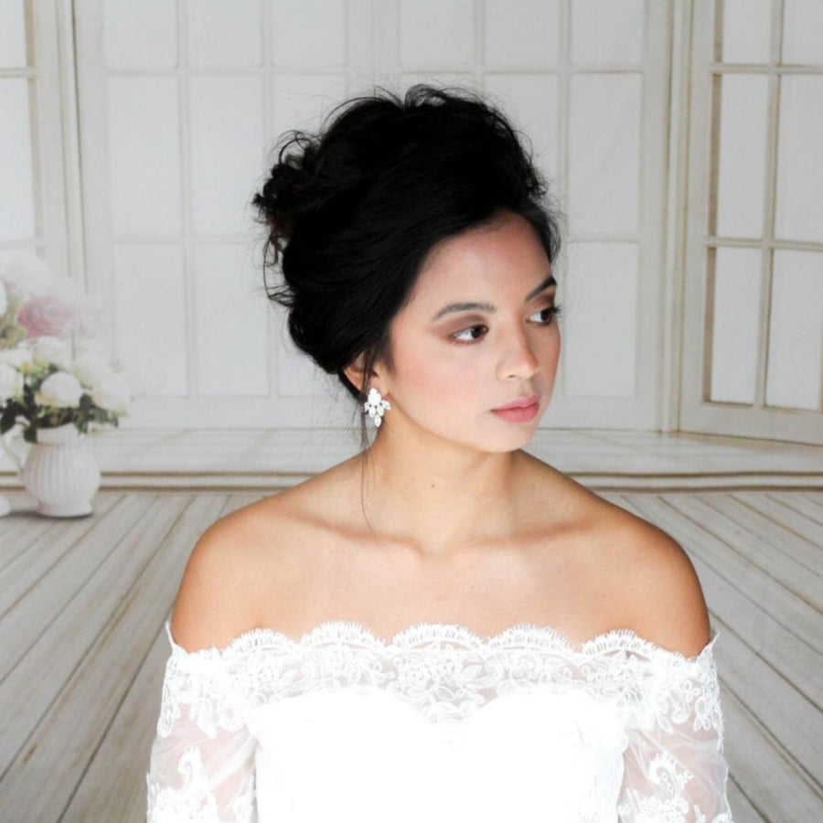 CLARA rose gold stud Bridal earrings - Treasures by Agnes