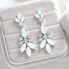 White opal chandelier Bridal earrings - Colette