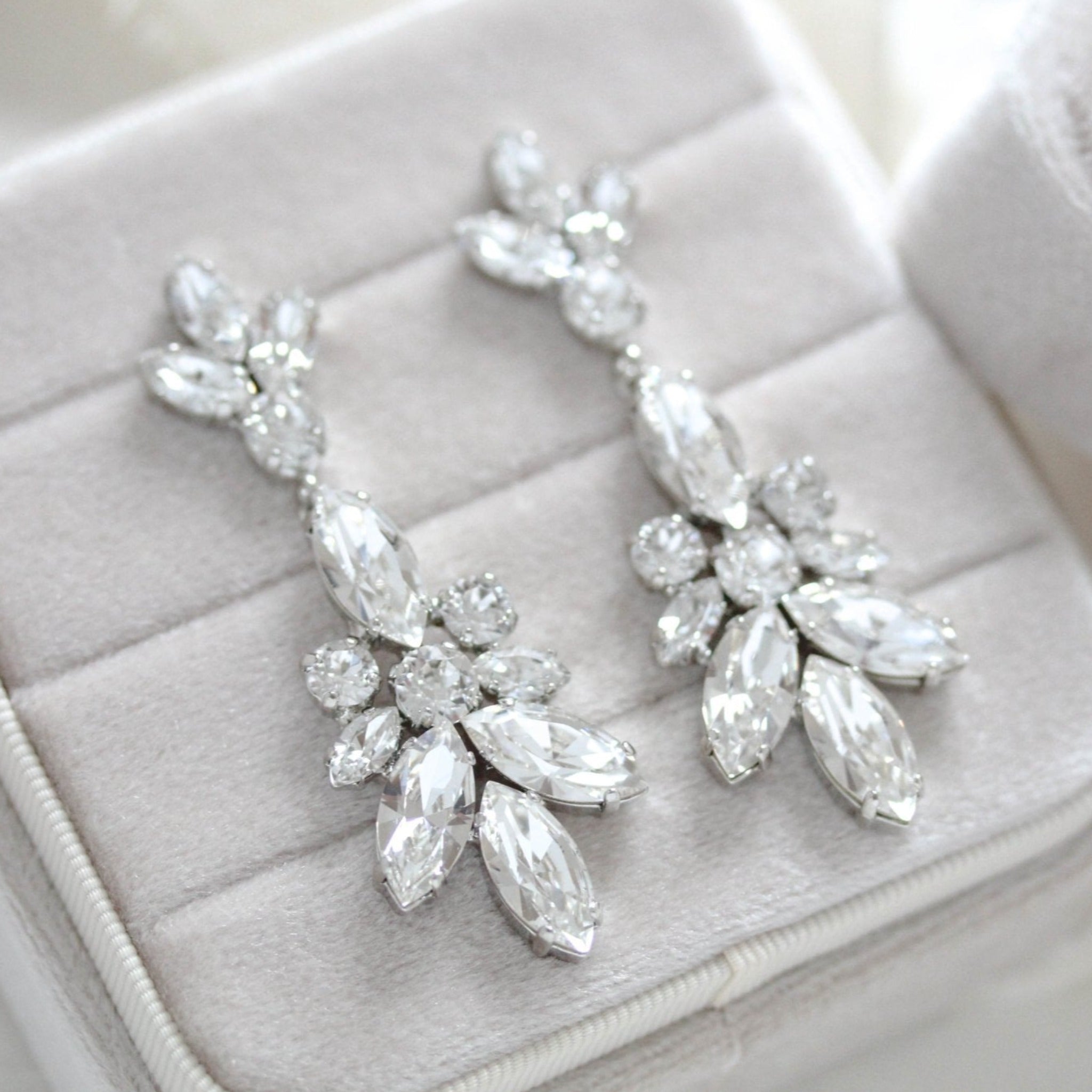White opal chandelier Bridal earrings - Colette