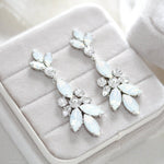 White opal chandelier Bridal earrings - Colette
