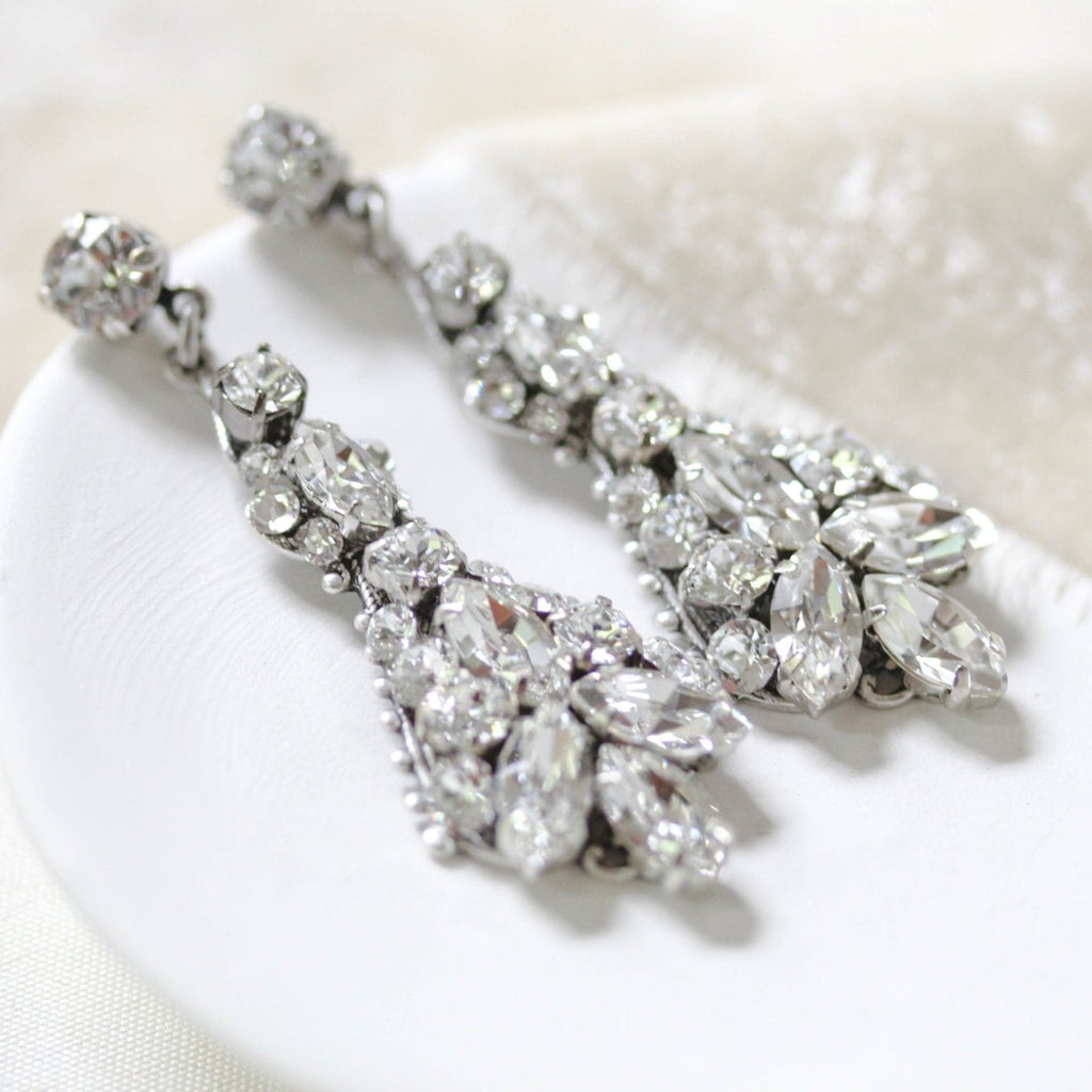 Crystal Bridal Chandelier earrings - ARIA - Treasures by Agnes