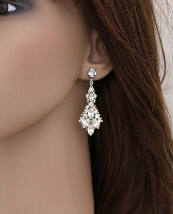 Crystal Bridal Chandelier earrings - ARIA - Treasures by Agnes