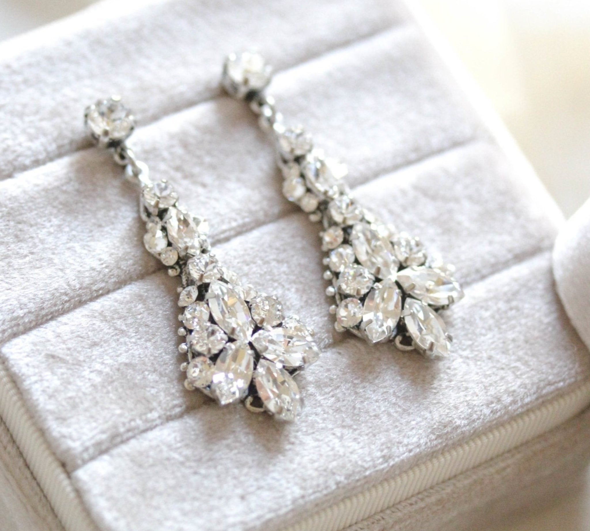 Crystal Bridal Chandelier earrings - ARIA - Treasures by Agnes