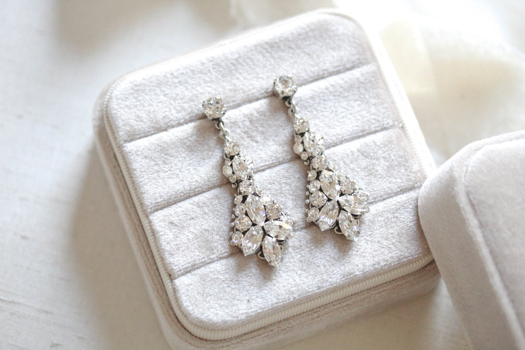 Crystal Bridal Chandelier earrings - ARIA - Treasures by Agnes