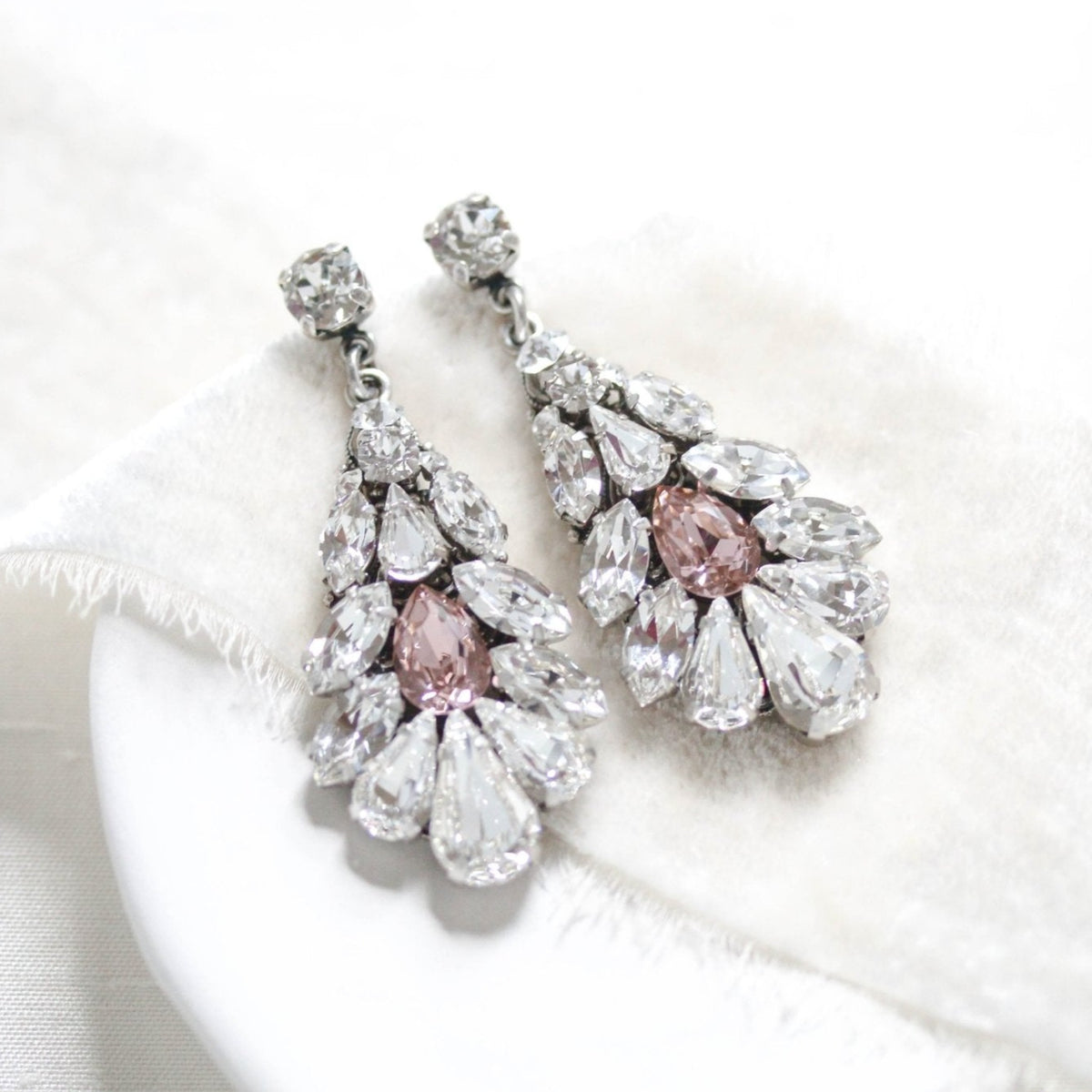 Baby Pink Floral DropKundan Earrings