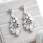 Crystal bridal earrings with blush pink accent - HAILEY - Treasures by Agnes