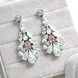 Crystal bridal earrings with blush pink accent - HAILEY - Treasures by Agnes
