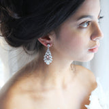 Crystal bridal earrings with blush pink accent - HAILEY - Treasures by Agnes