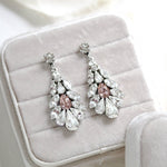 Crystal bridal earrings with blush pink accent - HAILEY - Treasures by Agnes