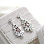 Crystal bridal earrings with blush pink accent - HAILEY - Treasures by Agnes