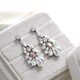 Crystal bridal earrings with blush pink accent - HAILEY - Treasures by Agnes