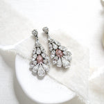 Crystal bridal earrings with blush pink accent - HAILEY - Treasures by Agnes