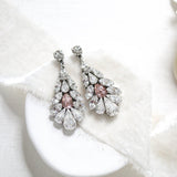 Crystal bridal earrings with blush pink accent - HAILEY - Treasures by Agnes