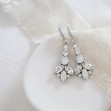 Crystal Art Deco Bridal earrings with white opal accents - PALMER