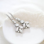 Crystal Art Deco Bridal earrings with white opal accents - PALMER