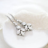 Crystal Art Deco Bridal earrings with white opal accents - PALMER