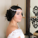 Crystal bridal forehead band headpiece - HARPER - Treasures by Agnes
