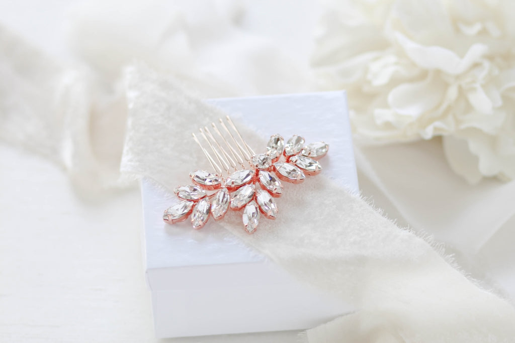 Crystal bridal hair comb leaf headpiece - JULIETTE - Treasures by Agnes