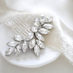 Crystal bridal hair comb leaf headpiece - JULIETTE - Treasures by Agnes