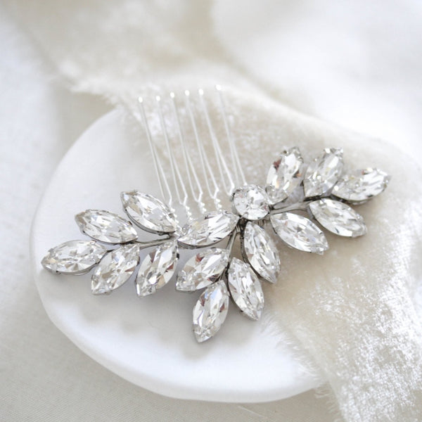Crystal bridal hair comb leaf headpiece - JULIETTE - Treasures by Agnes
