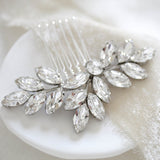 Crystal bridal hair comb leaf headpiece - JULIETTE - Treasures by Agnes