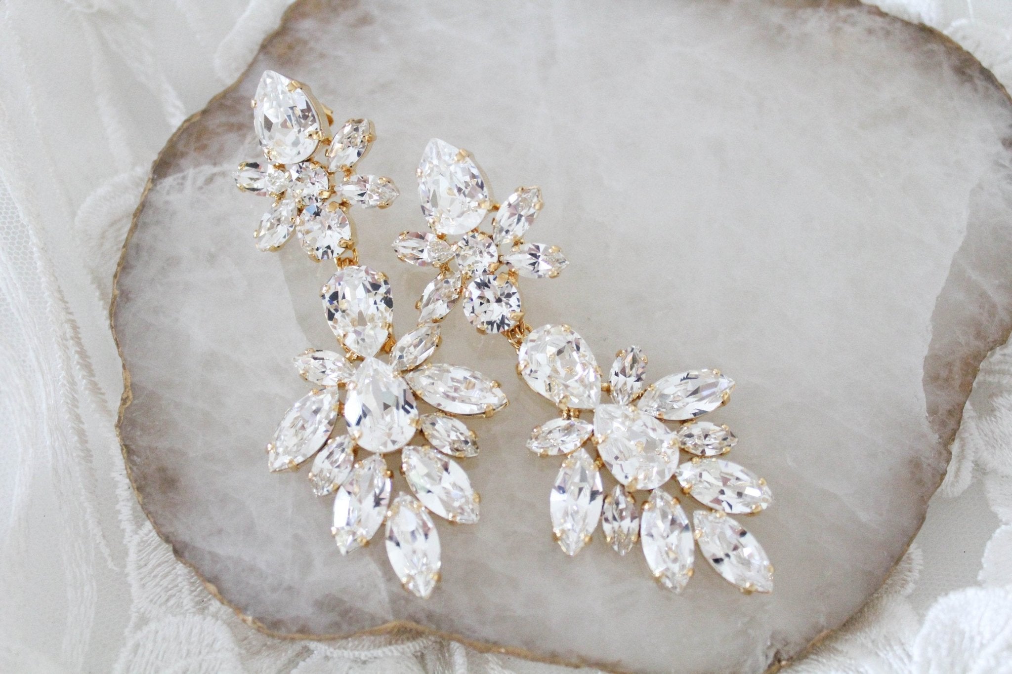 Crystal Bridal Statement earrings - JESSICA - Treasures by Agnes