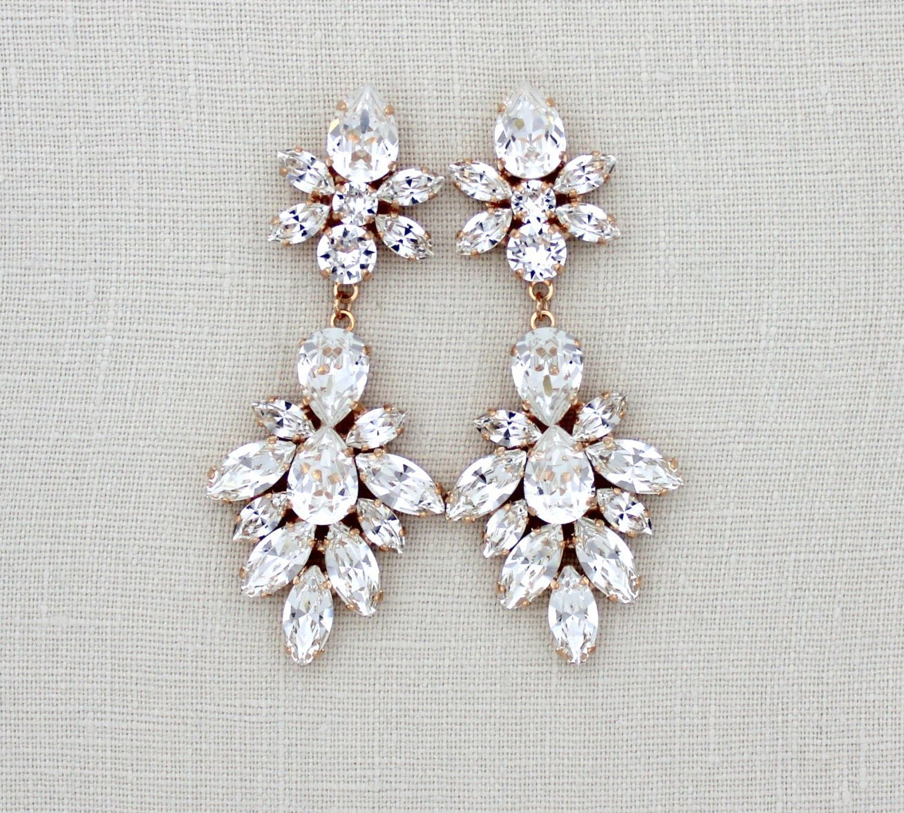 Crystal Bridal Statement earrings - JESSICA - Treasures by Agnes