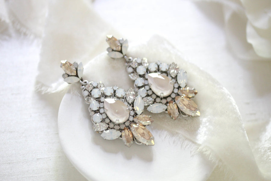 Crystal Chandelier Wedding earrings - BEVERLY - Treasures by Agnes