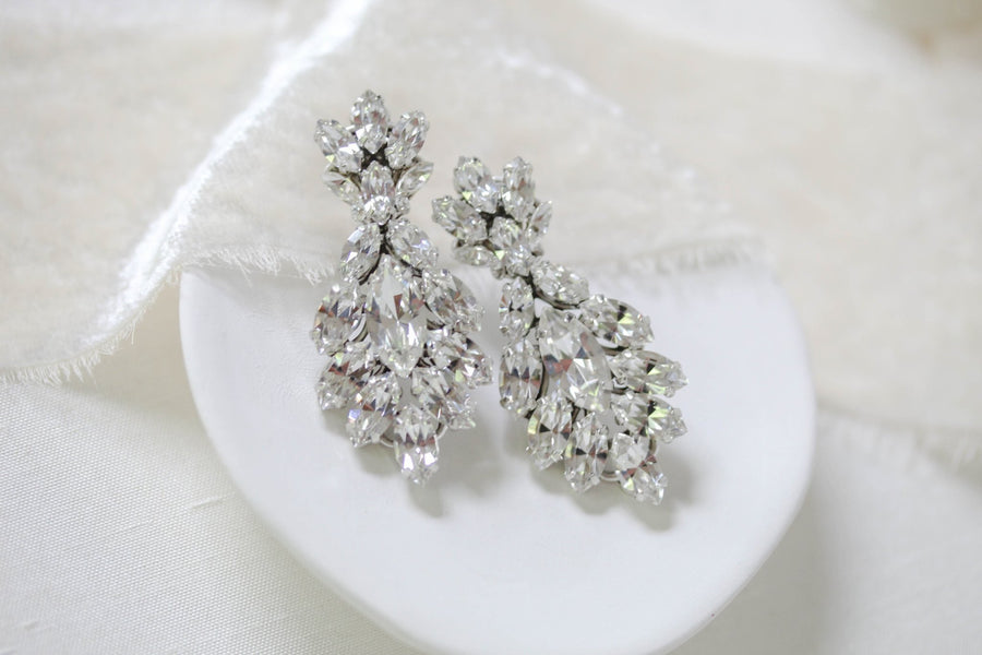 Crystal cluster Bridal earrings - ELLA - Treasures by Agnes