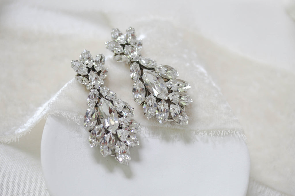 Crystal cluster Bridal earrings - ELLA - Treasures by Agnes